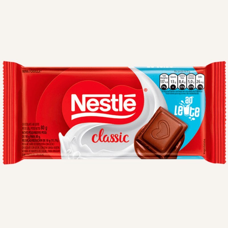 BARRA NESTLE CLASSIC AO LEITE 80G