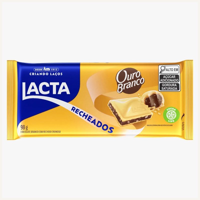 BARRA LACTA OURO BRANCO RECHEADO 98G