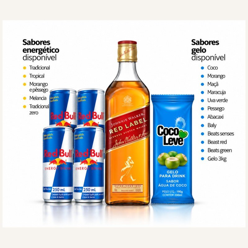KIT RED LABEL + RED BULL LATA