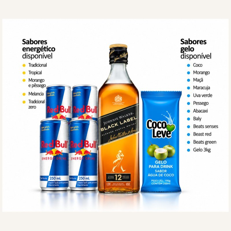 KIT BLACK LABEL + RED BULL LATA