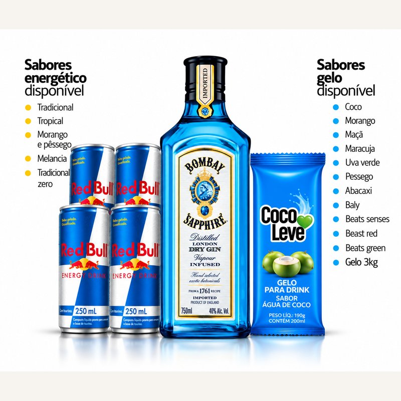 KIT GIN BOMBAY SAPPHIRE + RED BULL LATA