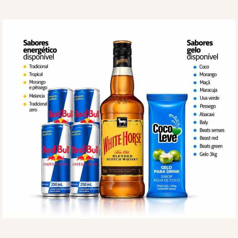 KIT WHITE HORSE + RED BULL LATA