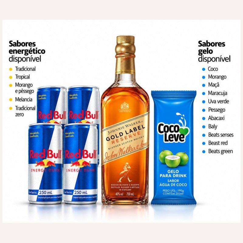 KIT GOLD LABEL + RED BULL LATA