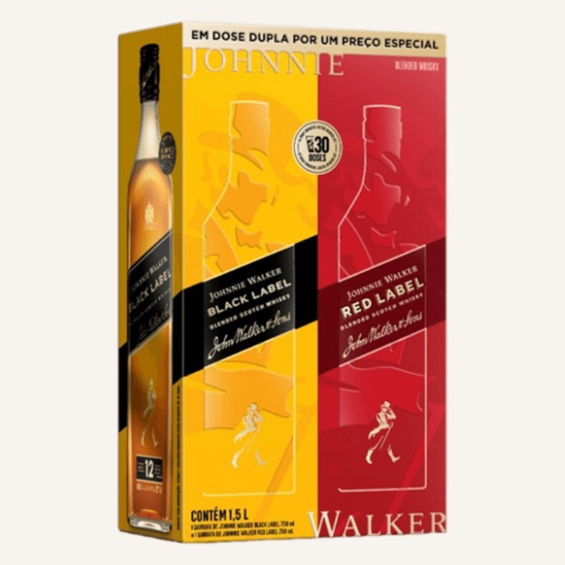 WHISKY KIT JOHNNIE WALKER 750ML - RED LABEL E BLACK LABEL 750ML