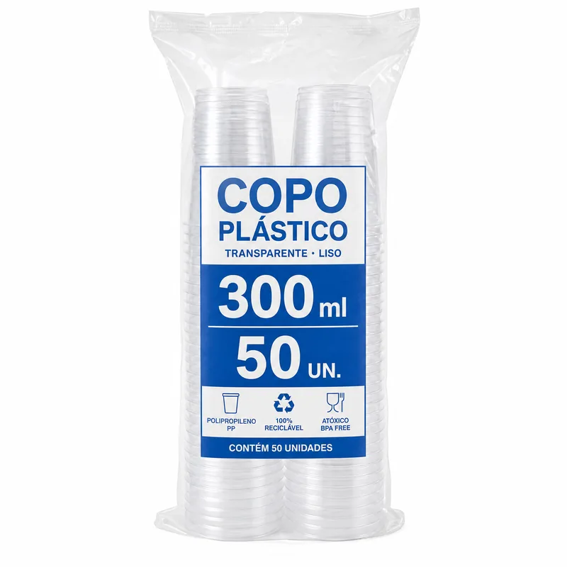 COPO PLAST 300ML LISO PP TRANSP C/50UN