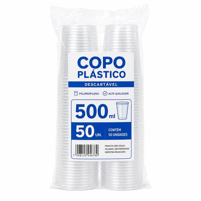 COPO PLAST 500ML LISO PP TRANSPARENTE C/50UN