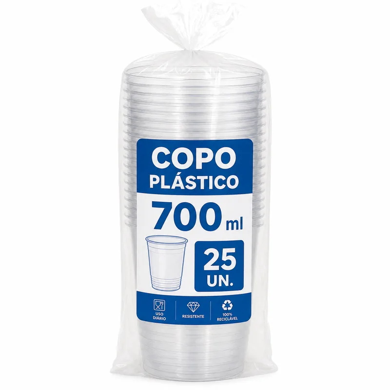 COPO PLAST 700ML PP TRANSPARENTE C/25UN